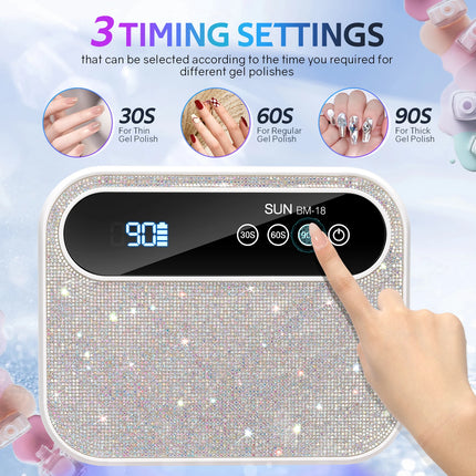 168W Rechargeable UV LED Nail Lamp Professional Dryer Cordless Gel Polish Drying Lamp For Manicure