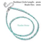 Mini Stone Beaded Necklace 2mm Faceted Natural Agat Quartzs Necklaces Female Fashion Party Choker for Women Girls Jewelry Gift PlatiNum