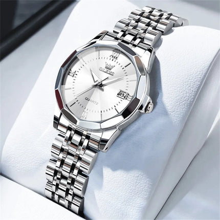 OLEVS 9931 Elegante Orologio da Donna di Lusso, Marca Originale, Movimento al Quarzo, Impermeabile, in Acciaio Inossidabile, Luminoso con Data platinumshop
