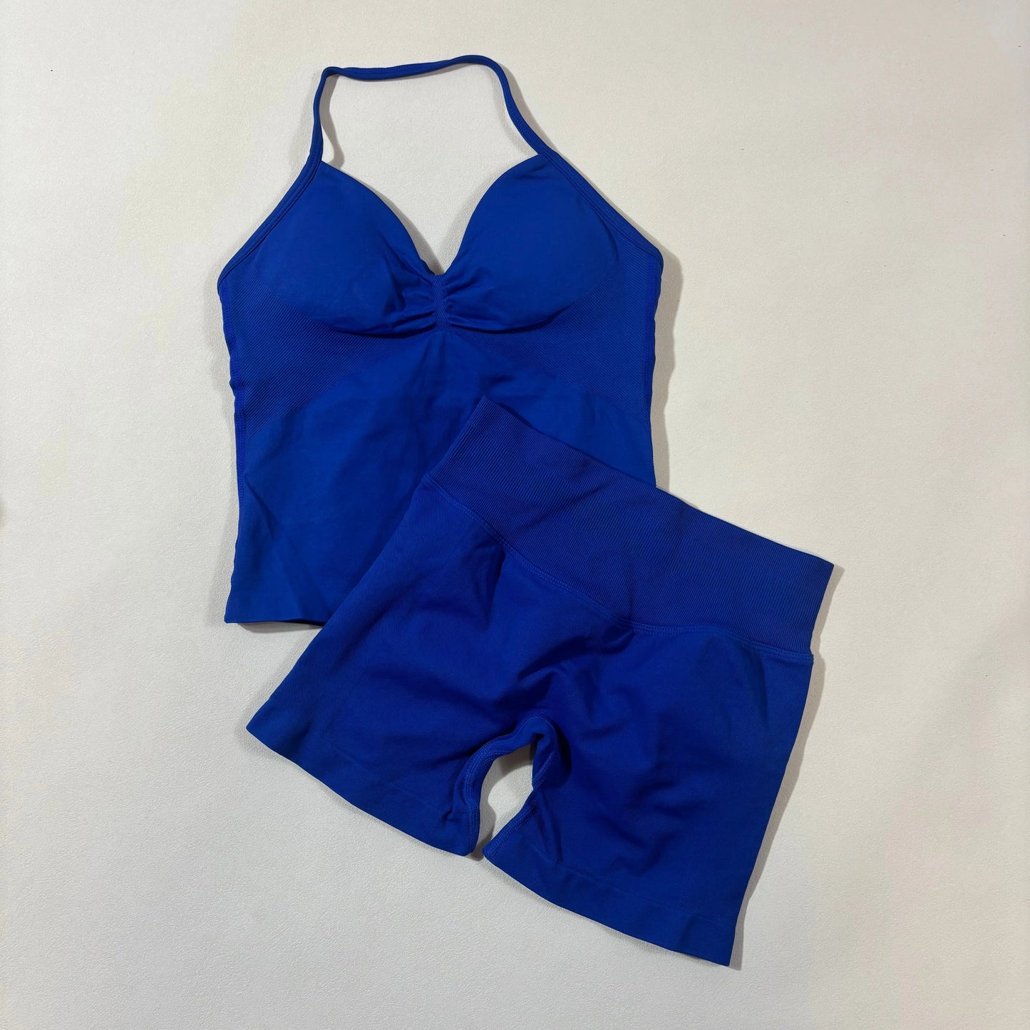 Yoga 2pcs Impact Gym Set Women Backless Tank Tops High Waist Scrunch Seamless Shorts Fitness Clothes Activewear Workout Sets