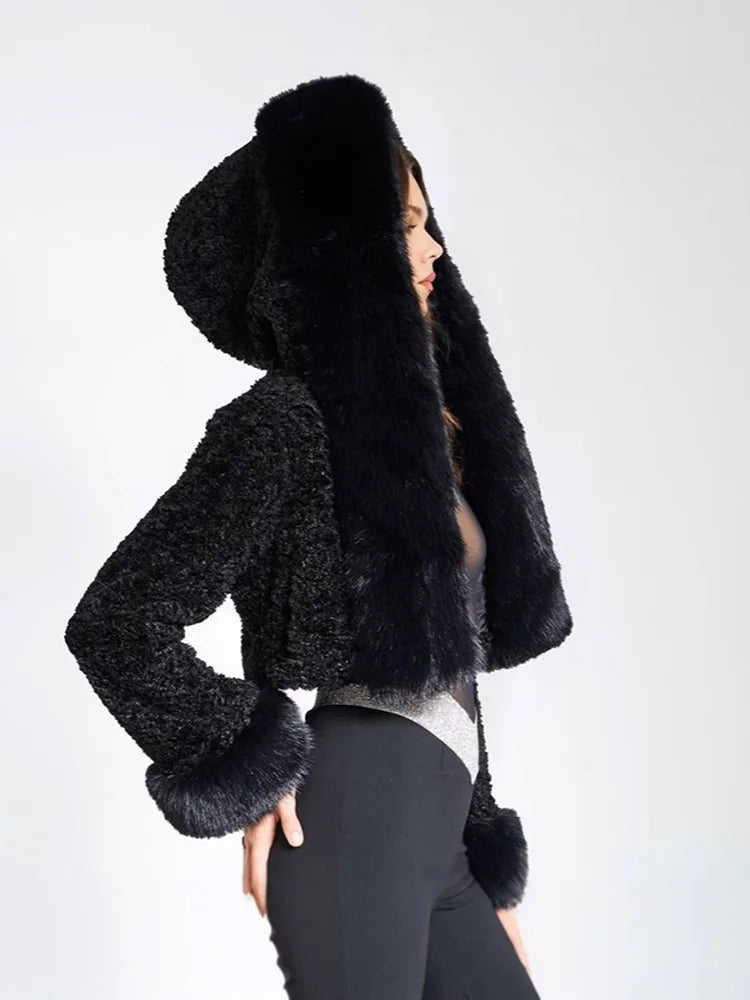 ZADORIN High Quality Faux Fur Coats Hooded Cropped White Black Faux Fur Coat Woman Clothing Fluffy Fur Jacket Winter Outerwears