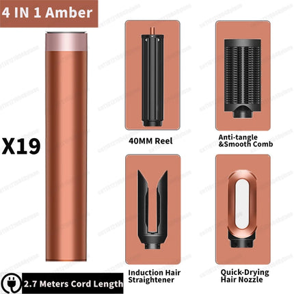 Hot Air Dryer Brush Multil Hair Styler Hair Dryer 30/40mm Auto Curling Barrels and Hair Strightenting Nozzle Hot Air Brush Wrap