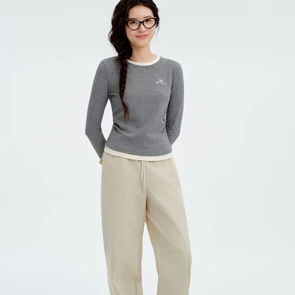 Metersbonwe Women's Cargo Jogger Pants Loose Fit Drawstring Elastic Waist Streetwear Casual Trousers Trendy Tapered Sweatpants