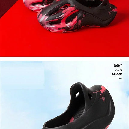 Pantoufles compensées camouflage unisexe Matériau souple EVA Technologie de moulage par injection Chaussures de plage décontractées pour hommes et femmes