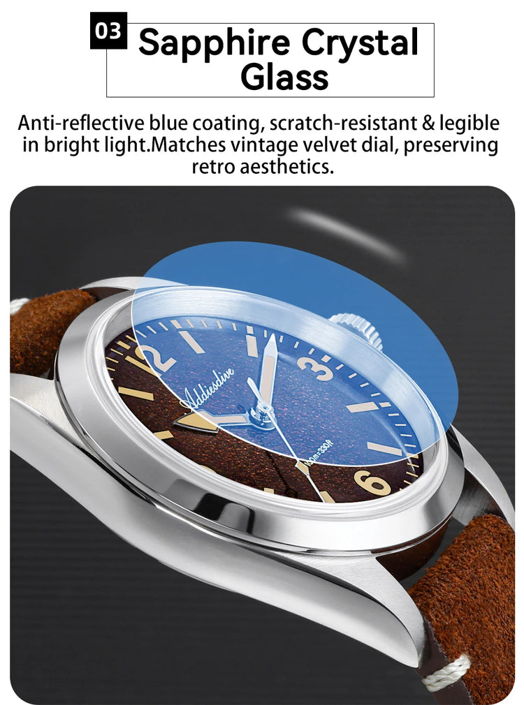 ADDIESDIVE New Quartz Watch Luxury Sapphire 2035 Movement 36mm Men Watch C3 Luminous Diving 100m Waterproof 316L Stainless Steel