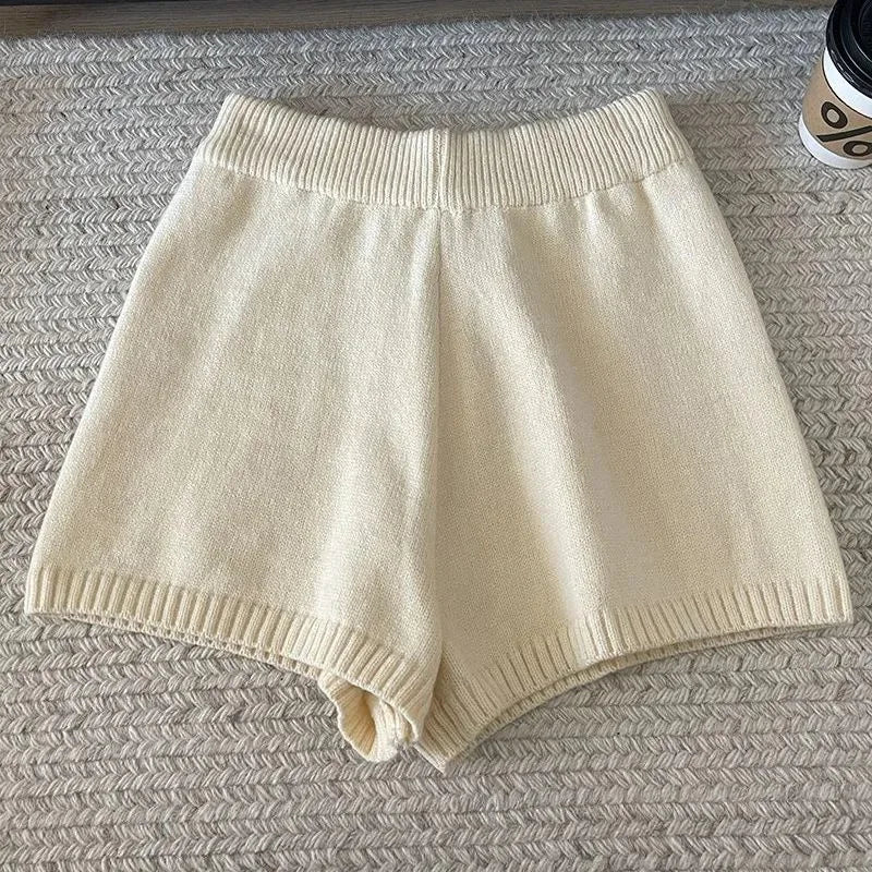 Hot Sexy Knit Shorts Women Korean Fashion Casual Outerwear Sheath Mini Pants 2025 Spring Solid Versatile Y2k Streetwear
