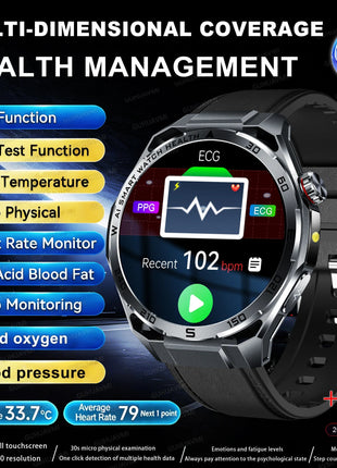 Nuovo Smartwatch 2026 con Analisi del Grasso Corporeo ECG+PPG, Acido Urico, Pressione Sanguigna, Ossigeno nel Sangue, Chiamate Bluetooth, Orologio Sportivo Intelligente per Uomini e Donne platinumshop