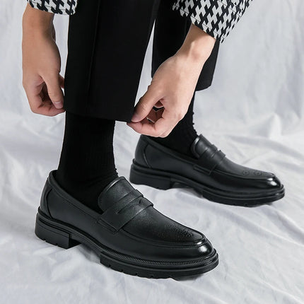 Scarpe Casual con suola spessa di lusso primaverile mocassini Penny neri da uomo scarpe eleganti da ufficio marrone per Mentênis masculino