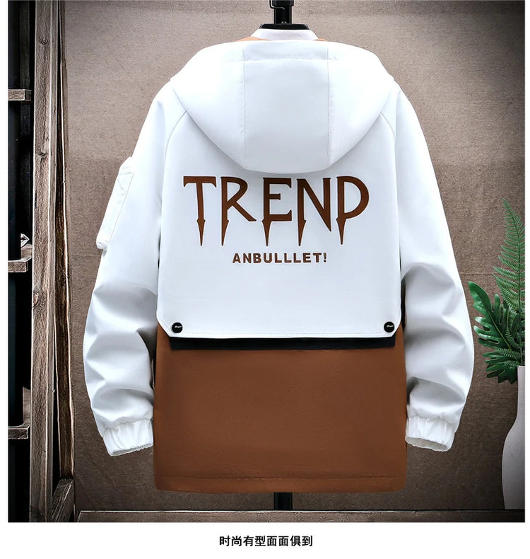 Windbreaker Regular Zipper Jacket 2023 Spring Men's Hooded Trend Printed Jacket Hip Hop Top Men's Low Price