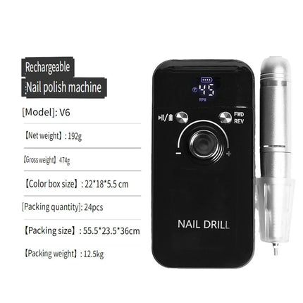 Portable Wireless Nail Drill, USB Rechargeable Electric Nail File, Adjustable Speed Nail Polishing Machine for Removing Gel, Acrylic Nails, Manicure Pedicure Tool for Home Salon