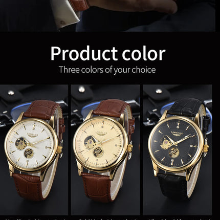 LONGLUX Automatic Watch Elegant Style Wholesale Mechanical Wristwatches Skeleton Rome Waterproof Mens Watch Men Gift