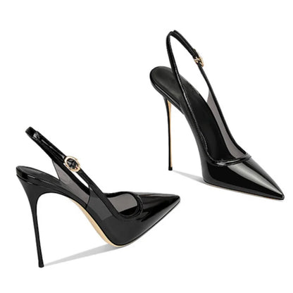 Summer Women High Heeled Shoes for Woman's Pointed Toe Ankle Thin Heels Mixed Colors Pumps Sexy Lady Patent Leather Party Shoes