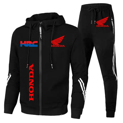 H New Honda Tracksuit Men's Clothing Honda HRC Logo Print Sweat Suits Zip Hoodies+Pants 2 Piece Sets Men Honda HRC Sportswear PlatiNum