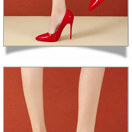Scarpe da donna Tacchi alti rossi Décolleté sexy a punta da 12 cm Scarpe da sposa Scarpe da sposa Nude Colore nero Tacchi alti con fondo in gomma rossa platinumshop