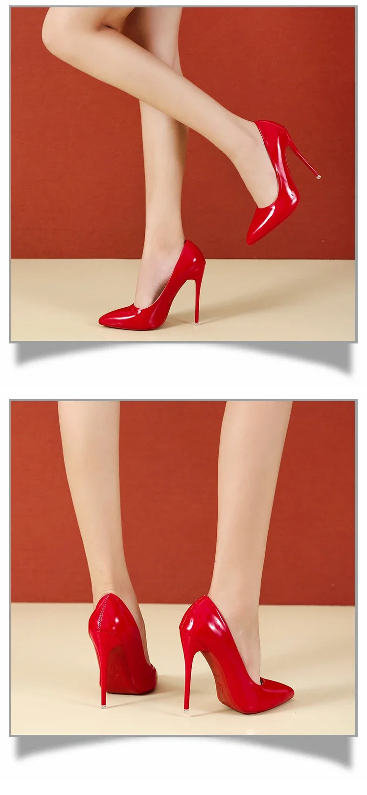 Scarpe da donna Tacchi alti rossi Décolleté sexy a punta da 12 cm Scarpe da sposa Scarpe da sposa Nude Colore nero Tacchi alti con fondo in gomma rossa platinumshop