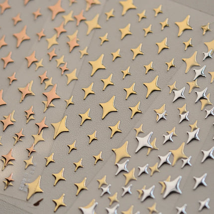 Punk Glitter Powder Blue Pink Star Charm Laser Silver Gold Starlight Rhinestones Moon DIY Nail Art Stickers Manicure Tool Decals