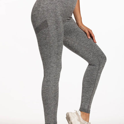 Leggings Sportivi Senza Cuciture da Donna a Vita Alta Push-Up Sexy Leggings da Palestra alla Moda Neri