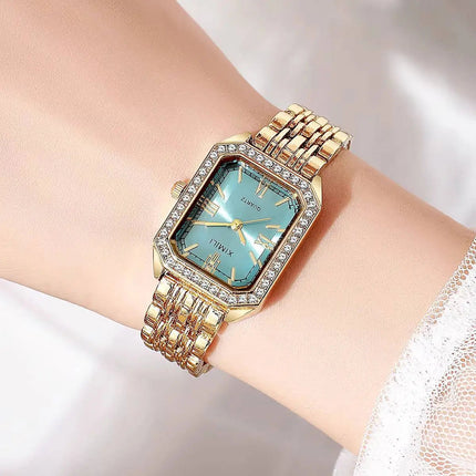 Orologi da donna rettangolari alla moda Orologio da donna al quarzo con strass Orologio da polso con cinturino Reloj Mujer (senza scatola) platinumshop