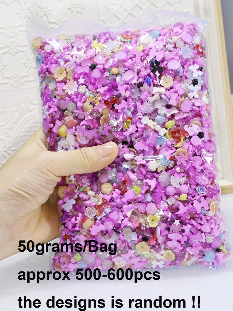 500-600pcs Mixed Aurora Pink Bow/Flower Nail Charms 50g Kwaii Resin Butterfly,Bowknot Y2K Nail Art Decorations DIY Manicure Part