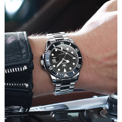 OLEVS Orologi da uomo Trend Luxury Cinturino in acciaio pregiato Grande data Orologio da polso al quarzo di marca originale per uomo Impermeabile luminoso 5885 Nuovo platinumshop