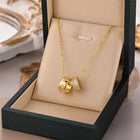 Non Tarnish Luxurious Fashion Crystal Rhombus Necklace with Ring Pendant Gold Color Jewelry for Women PlatiNum
