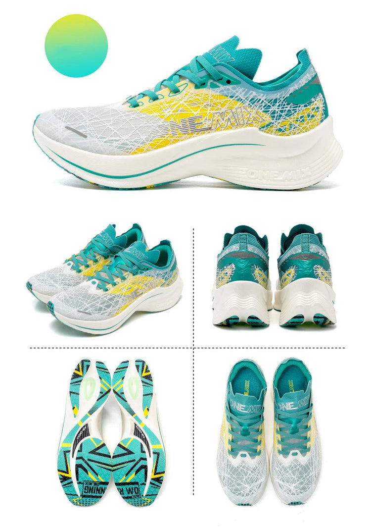 ONEMIX Scarpe da corsa con piastra in carbonio per uomo Assorbimento degli urti Scarpe sportive ultraleggere Rimbalzo Scarpe da ginnastica da maratona per donna all'aperto PlatiNum