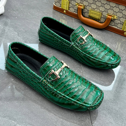 Scarpe Casual da uomo in pelle verniciata di alta qualità scarpe da guida di marca mocassini con motivo a coccodrillo maschile per scarpe basse mocassino da uomo