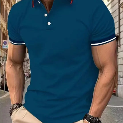 Men's short sleeve top daily casual short sleeve T-shirt with lapel casual short sleeve men's casual T-shirt