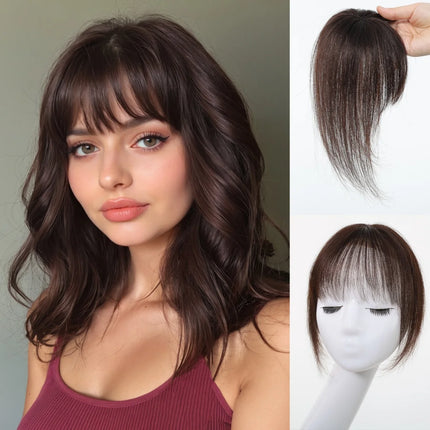 Ombre Light Blonde Real Human Hair Toppers with Swiss Lace Base Hair 3D Air Bangs 10inch Human Hair Topper for Women Hair Loss