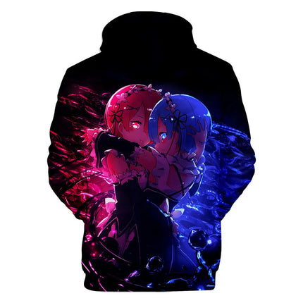 Harajuku Hip Hop Comfortable Re ZERO Rem Ram 3D print Hoodies Sweatshirts Men/Women Sweatshirt Adult/Child Casual Pullovers