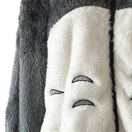 Anime Cartoon Cute Cosplay Kawaii Hooded Sweatshirt With Ears Harajuku Coral Fleece Sweatshirt Couple Sports Warm Hoodie