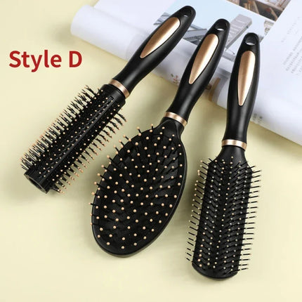 Portable Black Round Hair Brush Curling Styling Hair Comb Easy to Use Salon Hair Tool