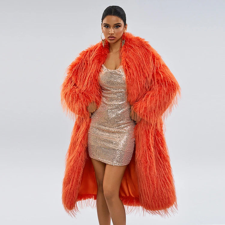ZADORIN Luxury Designer Tassels Long Black Faux Fur Coat Woman Clothing Winter Big Lapel Fluffy Warm Faux Fur Jacket Outerwears