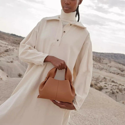 Borsa a Tracolla Cloud Dumpling da Donna, Borsa a Spalla Minimalista di Lusso in Vera Pelle Composita di Vacchetta, Piccola Dimensione