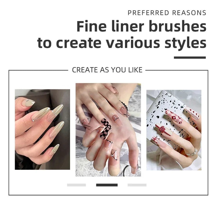 5PCS Nail Art Liner Brushes Hand Painted Brush Acrylic UV Gel Colours Paints Builder Drawing Pen DIY Manicure Design Accessories