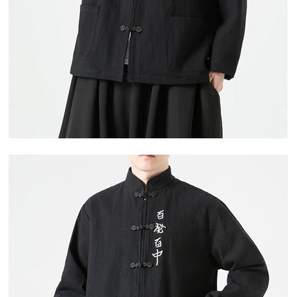 Herrenhemden Traditionelle chinesische Kleidung Baumwolle Herbst Frühling Freizeitoberbekleidung Männlich Baumwolle Leinen Übergröße Kungfu Jacken Herren