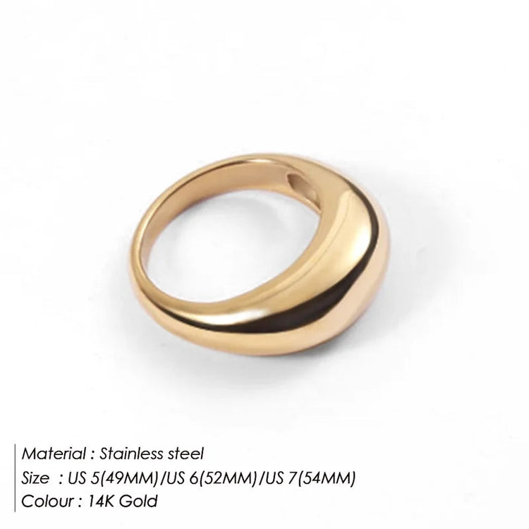e-Manco Fashion Simple Stainless Steel Rings for Women Arc Rings Jewellery Geometric Ring Size 5 6 7 8 PlatiNum