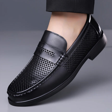 Mocassini in Pelle da Uomo Estate 2026, Scarpe Casual Slip-on Traspiranti, Comode per Camminare e per l'Ufficio