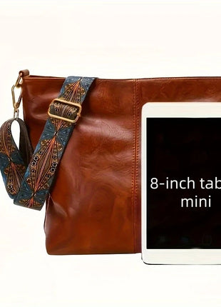 Borsa tote in morbida PU a 2 pezzi, grande capacità, stile bohémien, con tracolla larga, borsa a spalla e a mano, regalo di compleanno ideale