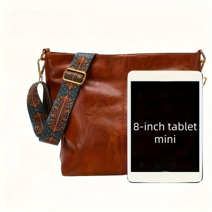Borsa tote in morbida PU a 2 pezzi, grande capacità, stile bohémien, con tracolla larga, borsa a spalla e a mano, regalo di compleanno ideale