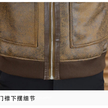 2025 Winter Fur Integrated Leather Jacket Men Thick Velvet Imitation Fur Leather Coat Loose Motorcycle Coat Casual Streetwear