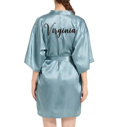 Logo personalizzato Data di matrimonio Nome Accappatoio Abito da sposa in seta sintetica Sposa Damigella d'onore Abiti da sposa Donna Bachelorette Preparewear platinumshop