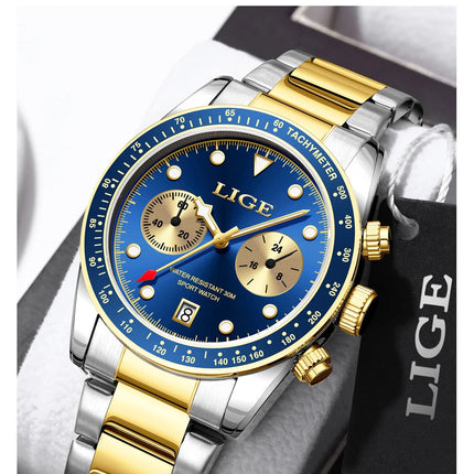 LIGE Nuovi orologi da uomo Orologi da polso al quarzo da uomo di lusso delle migliori marche Cronografo sportivo impermeabile e luminoso Relogio Masculino+BOX platinumshop