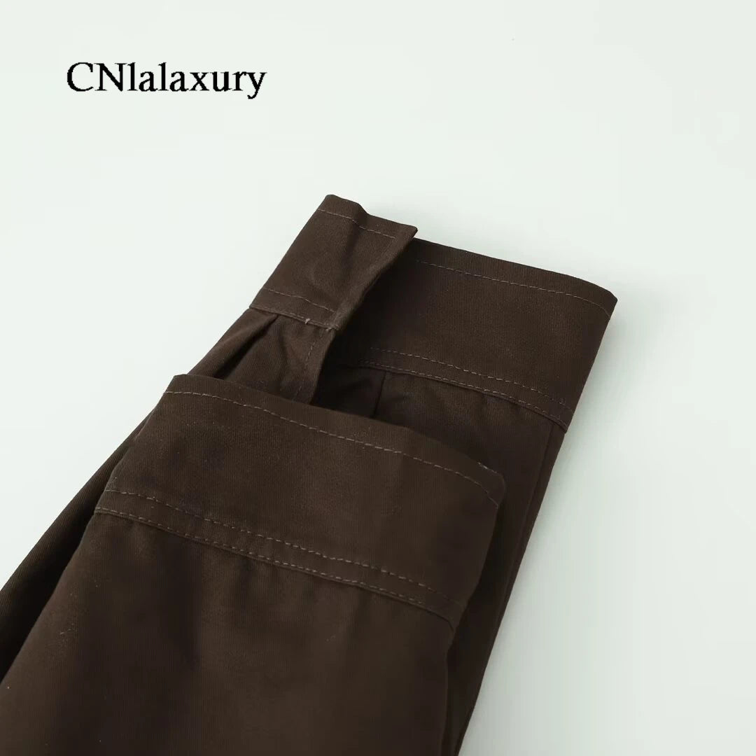 CNlalaxury Women 2025 Autumn New Fashion Contrast Collar Long Sleeve Jacket Casual Warm Coat High Street Outerwear Mujer