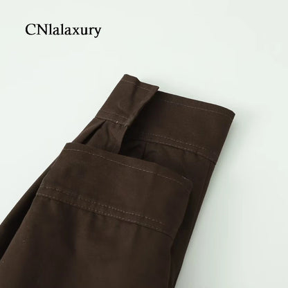 CNlalaxury Women 2025 Autumn New Fashion Contrast Collar Long Sleeve Jacket Casual Warm Coat High Street Outerwear Mujer