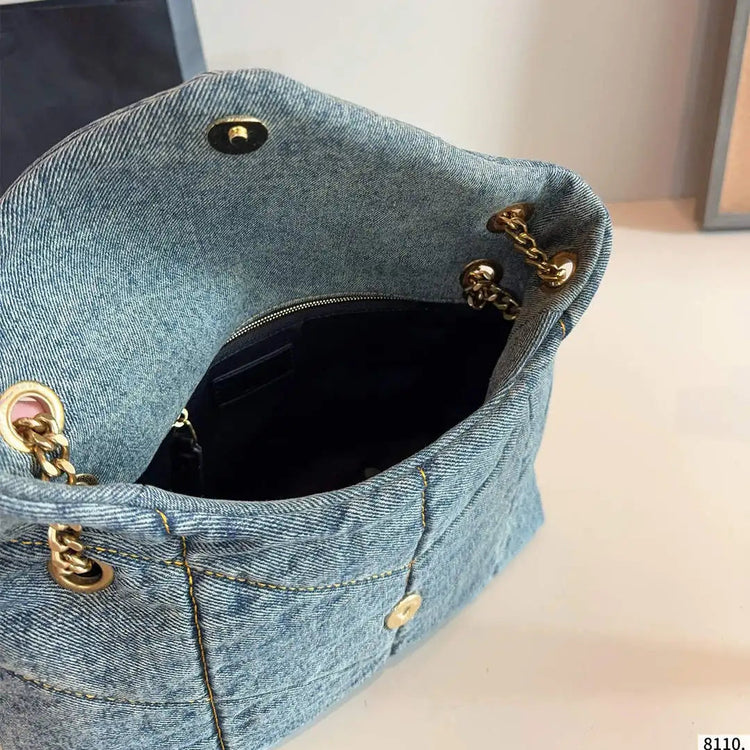 Women Denim Handbag Ladies Flap Bag Crossbody Bag Female Classic Hand Bags Design Shoulder Messenger Purses and Handbag PlatiNum