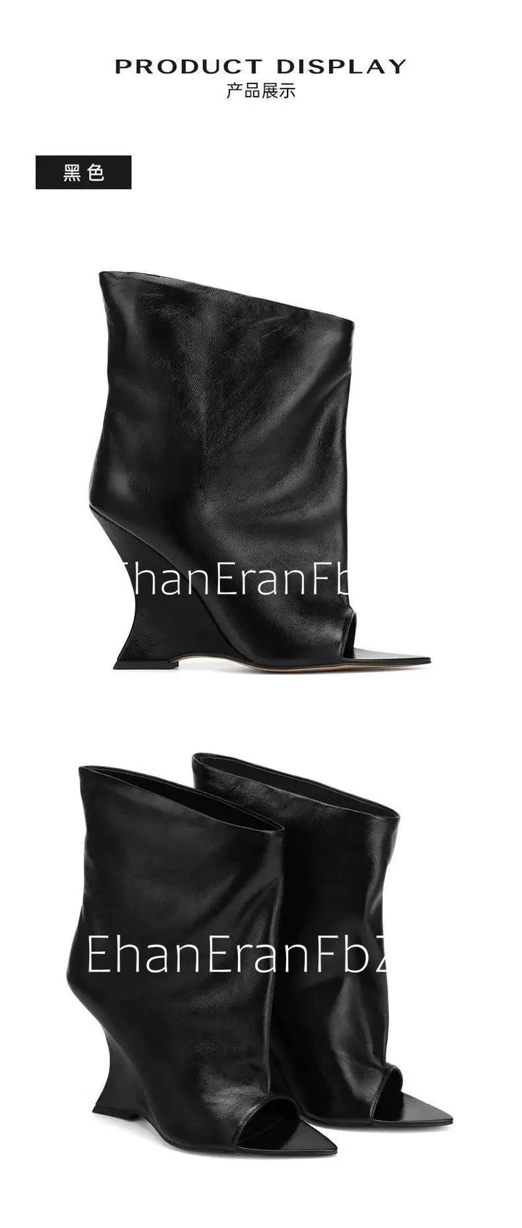 2025Ladies' Spring and Summer New Fish Mouth Slope High Heel Knee Boots, Fashionable Pointed Fashion Show Medium Cool Boots PlatiNum