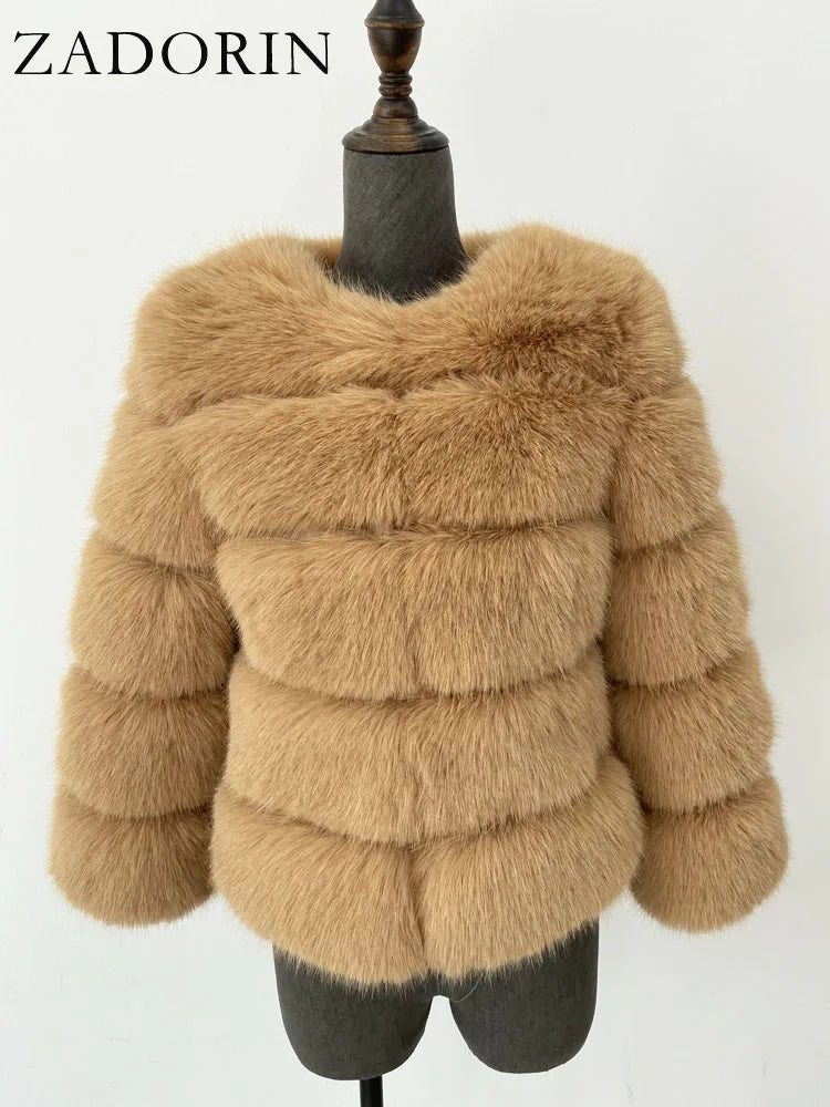 ZADORIN Children Faux Fox Fur Coat Winter Fashion Long Sleeve Warm Kids Fur Coats Outerwears Fake Fur Jacket Children Clothes