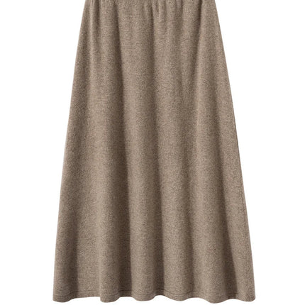 Korean Long Skirt Women's Wave Skirt 100% Cashmere Straight Skirt Knit Autumn Winter Skirt Warm Elegant Casual Knee Length Dress PlatiNum
