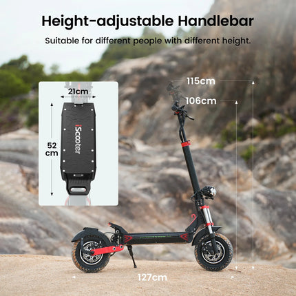 Monopattino elettrico iScooter iX8 2400W per adulti, 48V 20Ah, pneumatici fuoristrada da 12 pollici, pieghevole per il trasporto urbano, E-Scooter
